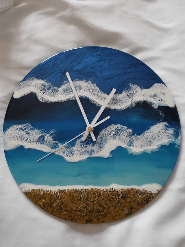 Large wooden backed resin wall clock