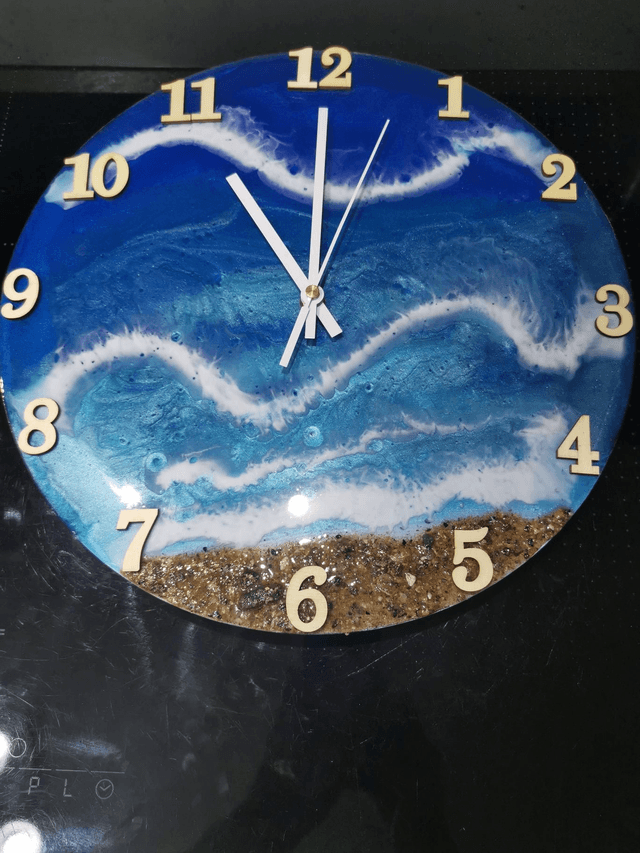Large wooden backed resin wall clock